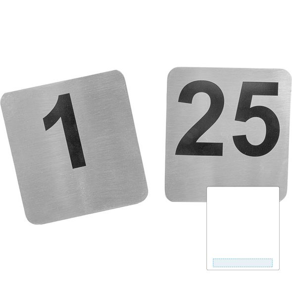Table Numbers Lying in Stainless Steel